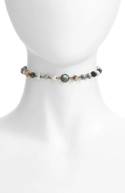 Ela Rae Libi Grand Choker Necklace In Dendrite Opal / Labradorite