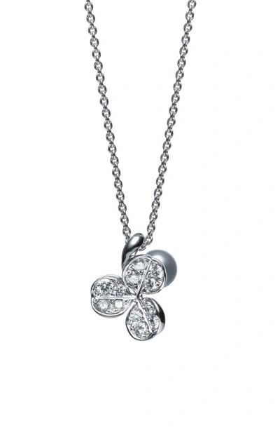Mikimoto Fortune Leaves Pearl & Diamond Pendant Necklace In White Gold