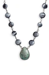 Ela Rae Ara Collar Necklace In Mystic Black Spinel/ Emerald