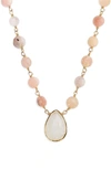 Ela Rae Ara Collar Necklace In Pink Opal/ Moonstone