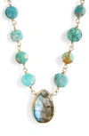 Ela Rae Ara Collar Necklace In Turquoise/ Labradorite