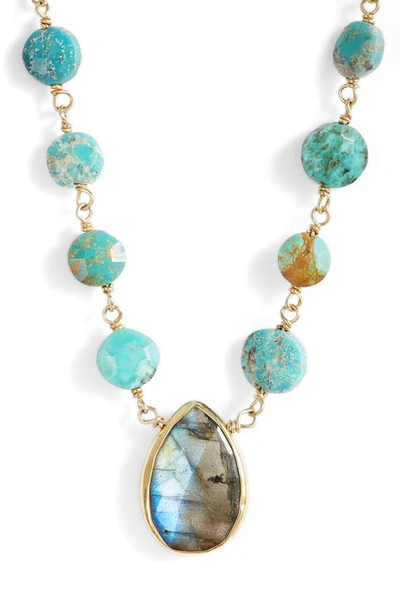 Ela Rae Ara Collar Necklace In Turquoise/ Labradorite