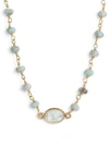 Ela Rae Libi Oval Pendant Chain Necklace, 14 In Larimar/ Aquamarine