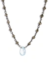 Ela Rae Beaded Collar Necklace In Pyrite/ Blue Topaz