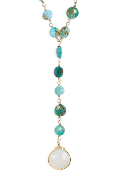 Ela Rae Yaeli Coin Necklace In Turquoise/ Moonstone