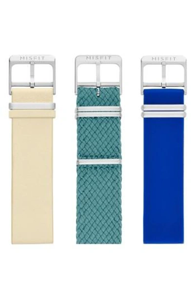 Misfit Phase Three-pack 20mm Watch Straps In Sand/ Teal/ Cobalt