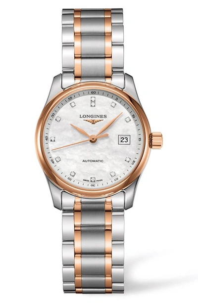 Longines Master Collection Automatic Diamond Ladies Watch L2.257.5.89.7 In Gold / Gold Tone / Mop / Mother Of Pearl / Rose / Rose Gold / Rose Gold Tone / Skeleton