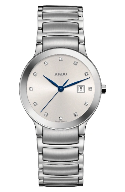 Rado Centrix Diamond Bracelet Watch, 28mm In Silver
