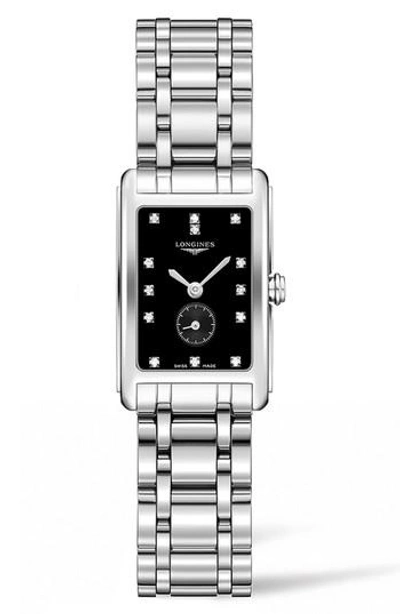 Longines Dolcevita Diamond Bracelet Watch, 20.5mm X 32mm In Silver/ Black/ Silver