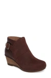 Dansko 'shirley' Wedge Bootie In Wine Nubuck Leather