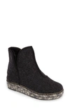 Toni Pons Espadrille Platform Bootie With Faux Fur Lining In Black Felt