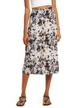 Treasure & Bond Button Front Skirt In Black- Pink Future Toile