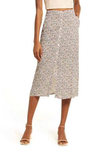 Treasure & Bond Button Front Skirt In Pink Medallion