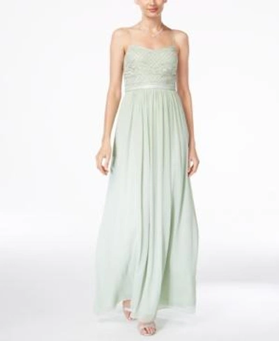 Adrianna Papell Beaded Chiffon Gown In Mint