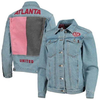 The Wild Collective Blue Atlanta United Fc Print Denim Button-up Jacket