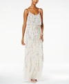 Adrianna Papell Floral Beaded Blouson Gown In Navy Multi