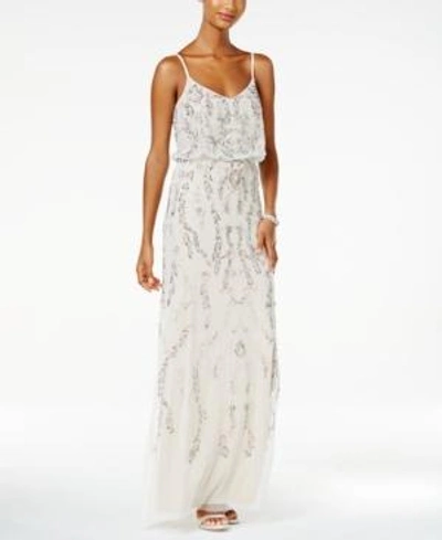 Adrianna Papell Floral Beaded Blouson Gown In Navy Multi
