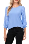 Cece Lace Sleeve Stretch Crepe Blouse In Blue Jay