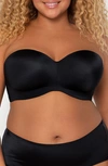 Curvy Couture Strapless Underwire Push-up Bra In Black Hue