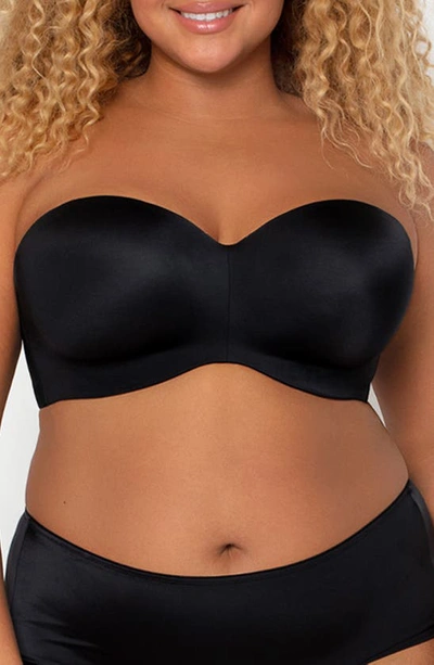 Curvy Couture Strapless Underwire Push-up Bra In Black Hue