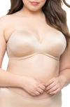 Curvy Couture Strapless Underwire Push-up Bra In Champagne