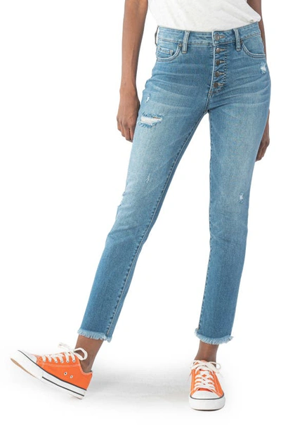 Kut From The Kloth Reese Fab Ab Button Fly High Waist Straight Leg Jeans In Inevitable
