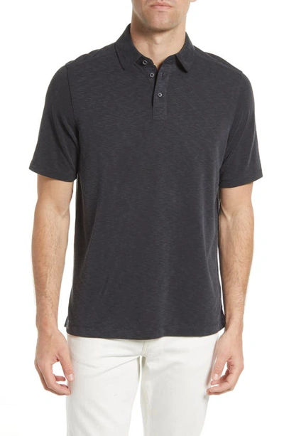 Johnston & Murphy Slub Modal Blend Polo In Black