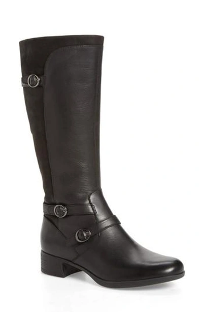 Dansko Lorna Tall Boot In Black Burnished Nappa Leather