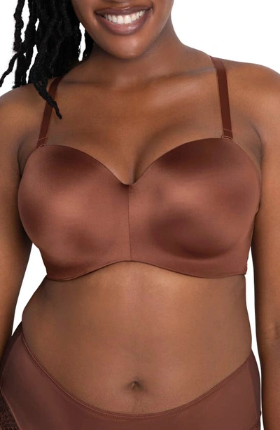 Curvy Couture Strapless Underwire Push-up Bra In Cocoa