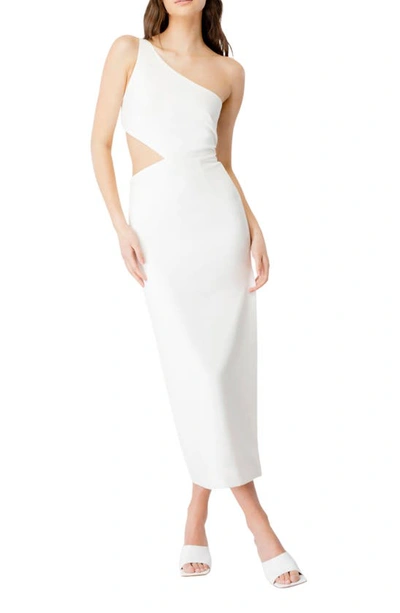 Bardot Jenna One-shoulder Cutout Midi Cocktail Dress In White