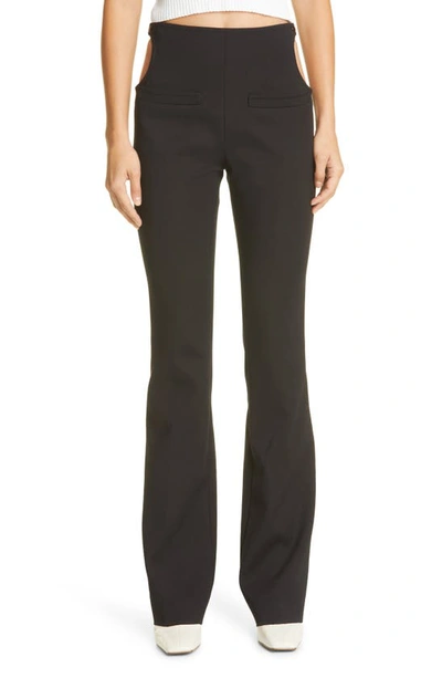Courrèges Circle Cutout Stretch Crepe Trousers In Black