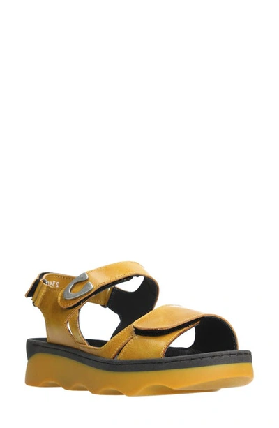 Wolky Medusa Sandal In Yellow Reflex Leather