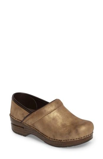 Dansko Distressed Professional Clog In Bronze Metallic Suede