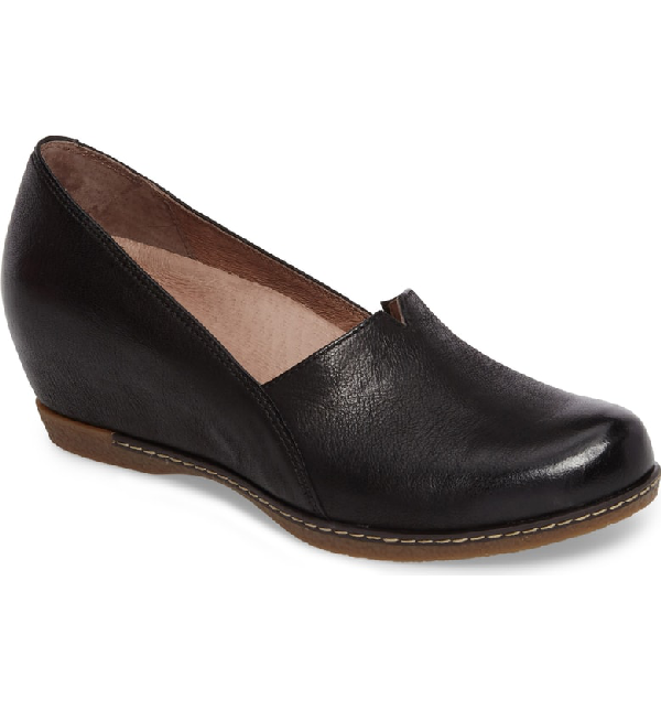 dansko burnished calf leather wedge