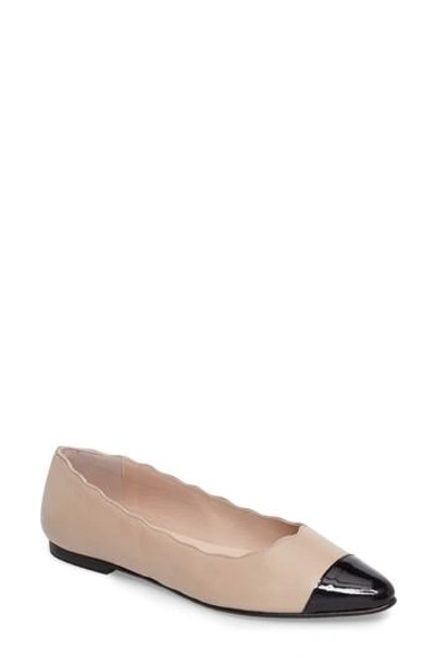 Patricia Green Suzanne Scalloped Cap Toe Flat In Sand Leather