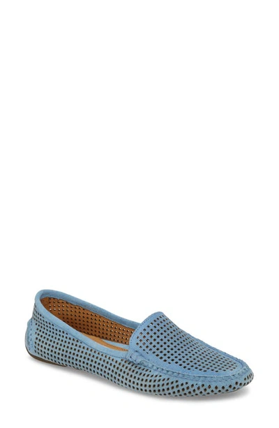 Patricia Green Barrie Driving Moccasin In French Blue Suede