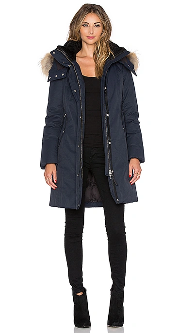 Mackage Kerry Jacket With Asiatic Raccoon Fur And Sheepskin In Navy