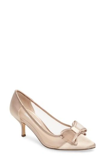 Nina Bianca Pointy Toe Pump In Champagne Satin