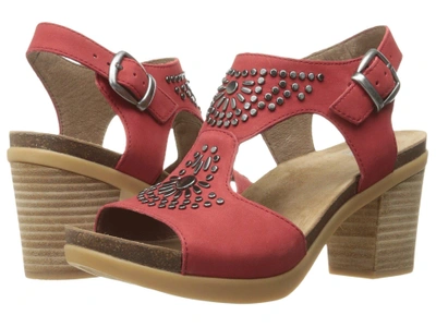 Dansko Deandra Studded Sandal In Red Nubuck Leather