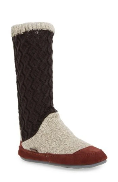Acorn Slouch Slipper Boot In Charcoal Fabric