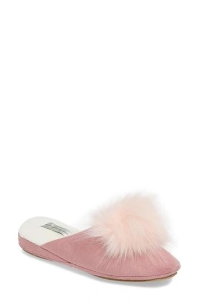 Patricia Green Pretty Pouf Faux Fur Slipper In Pink Suede
