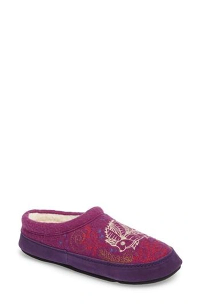 Acorn 'forest' Wool Mule Slipper In Purple Hedgehog