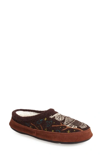 Acorn 'forest' Wool Mule Slipper In Chocolate