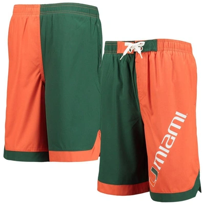 Outerstuff Kids' Big Boys Green And Orange Miami Hurricanes Conch Bay Swim Shorts In Green,orange