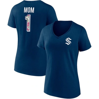 Fanatics Branded Deep Sea Blue Seattle Kraken Team Mother's Day V-neck T-shirt