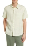 Vince Classic Fit Short Sleeve Linen Shirt In Endive