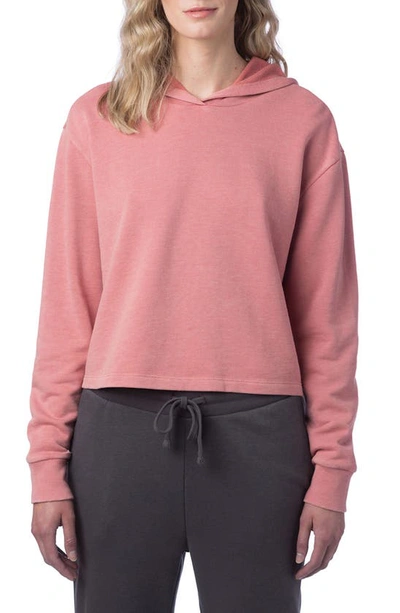 Alternative Cropped Pullover Hoodie In Rose Bloom