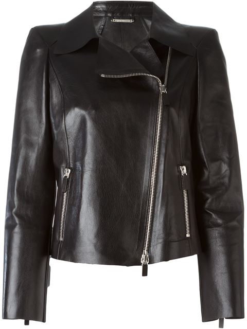 Giorgio Armani Lamb Leather Moto Jacket, Black | ModeSens
