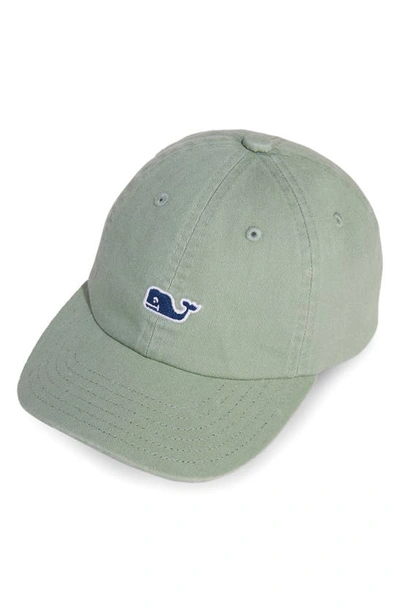 Vineyard Vines Kids' Embroidered Whale Cotton Baseball Cap In Sage Olive
