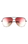 Quay High Key 55mm Aviator Glasses In Black Tortoise / Coral